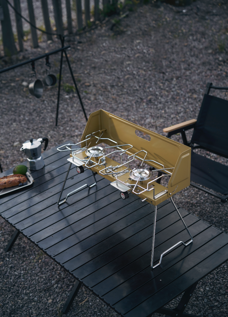 2 BURNER GAS STOVE WITH STAND & WIND SHIELD