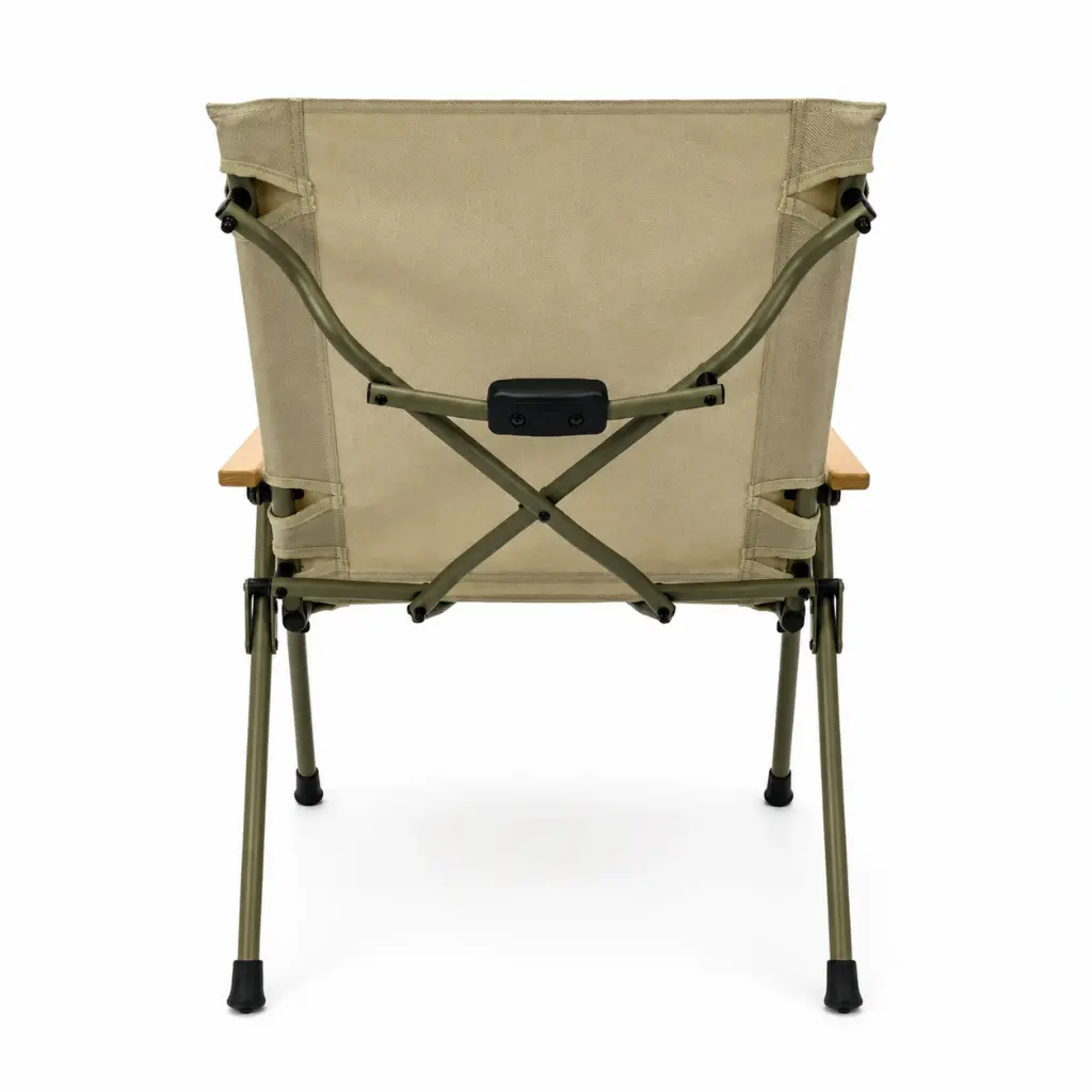 FOLDING CHAIR WITH WOOD-ARM, BEIGE