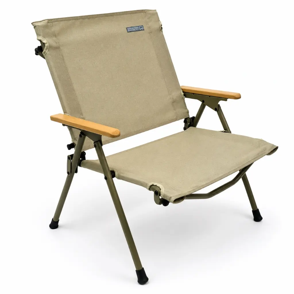 FOLDING CHAIR WITH WOOD-ARM, BEIGE