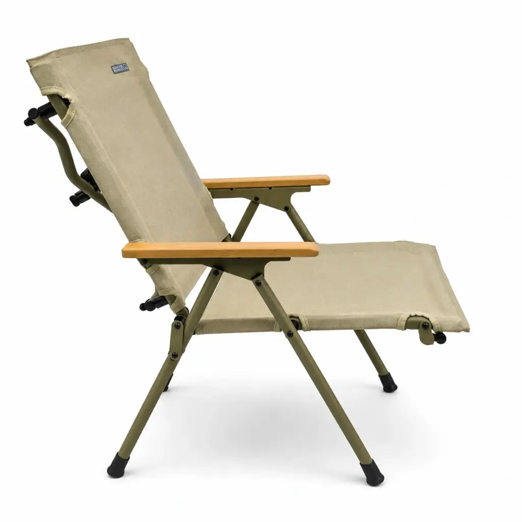 FOLDING CHAIR WITH WOOD-ARM, BEIGE
