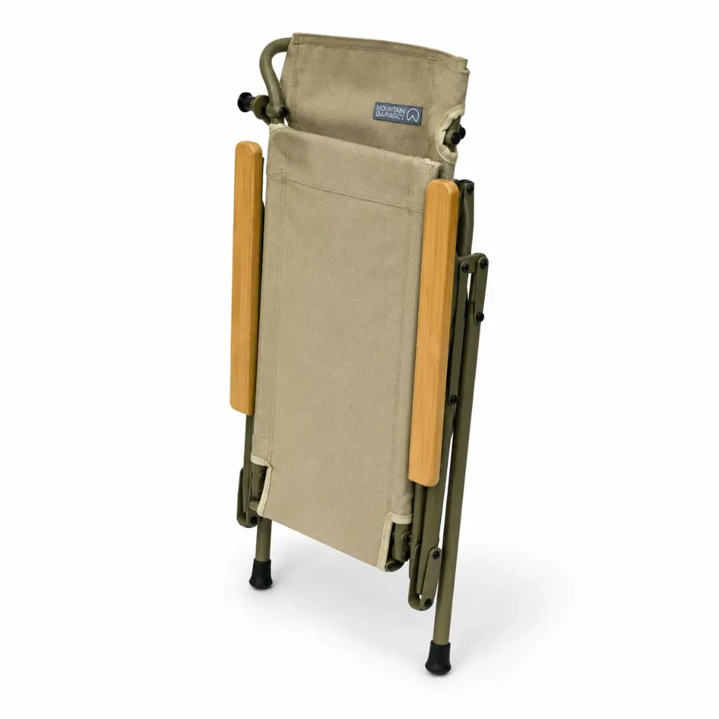 FOLDING CHAIR WITH WOOD-ARM, BEIGE