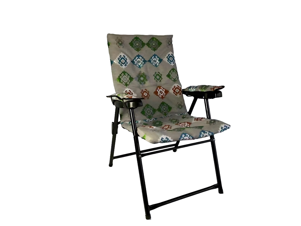CUSHION FOLDING CHAIR WITH ARMREST - GRAY