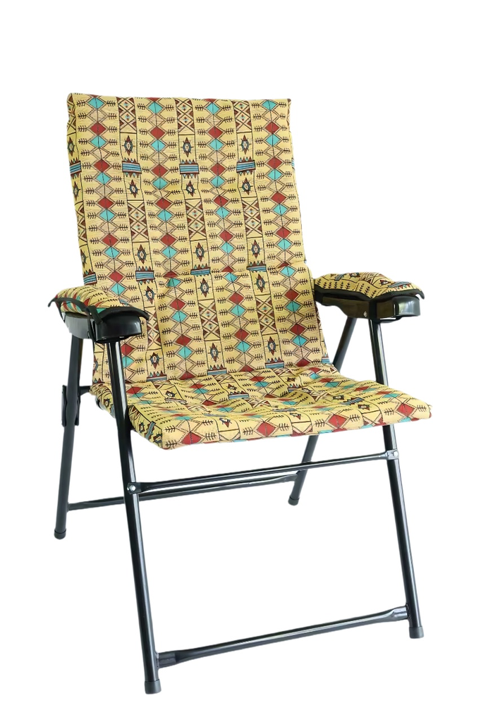 CUSHION FOLDING CHAIR WITH ARMREST - YELLOW