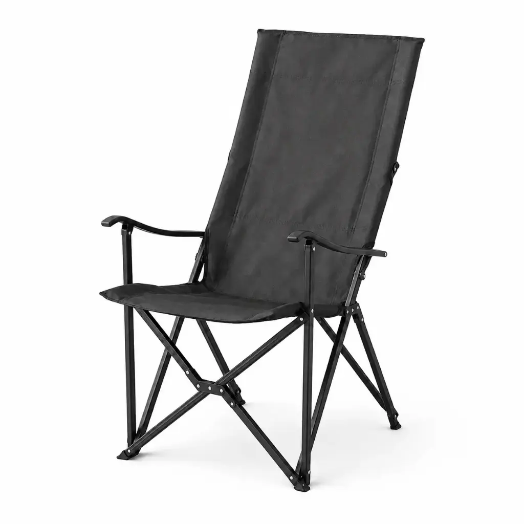 HIGH BACK FOLDING STEEL CHAIR, BLACK