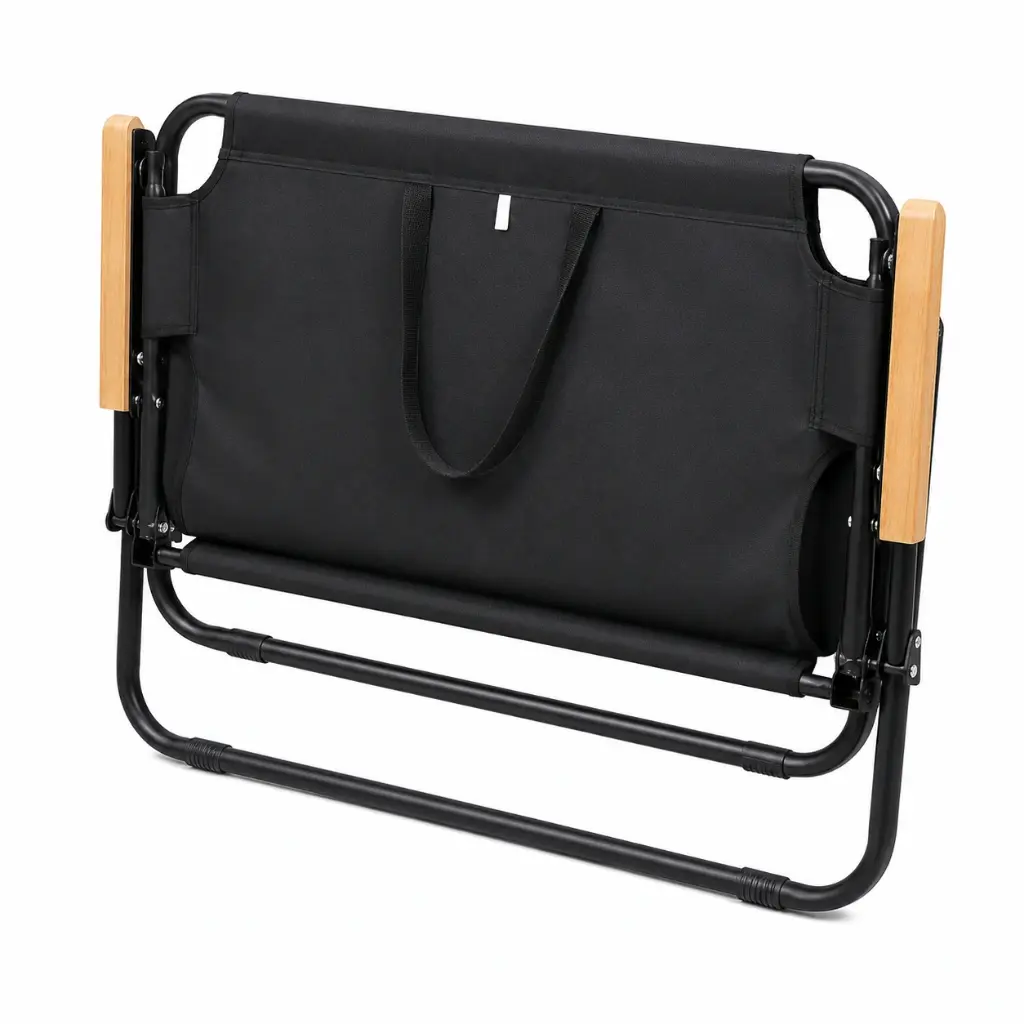 2-SEATERS CHAIR WOODEN ARMS, BLACK