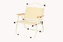 FOLDING STEEL CHAIR WITH WOOD-ARM, BEIGE