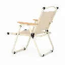 FOLDING STEEL CHAIR WITH WOOD-ARM, BEIGE
