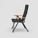 High-Back Aluminum Folding Chair with Wooden Armrests