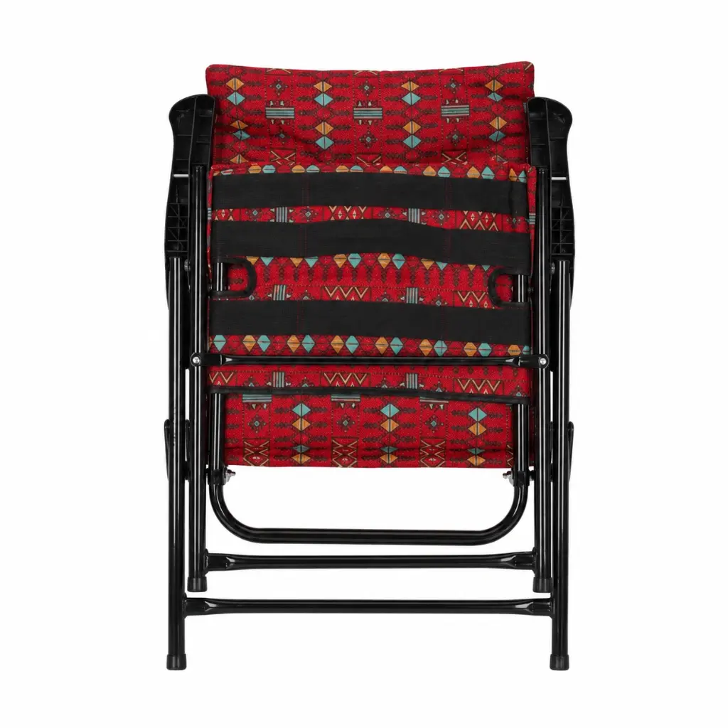 Cushioned Folding Chair with Armrests - Red