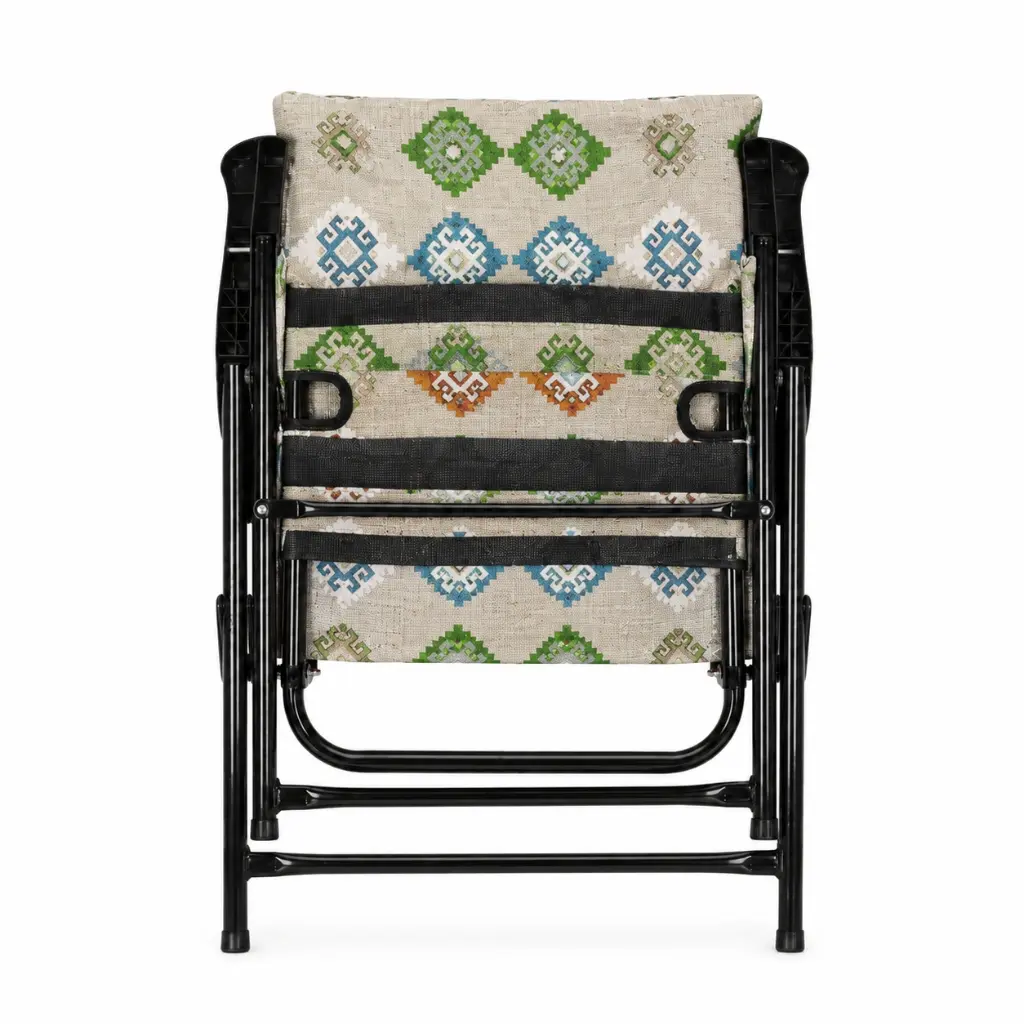 Cushioned Folding Chair with Armrests - Gray