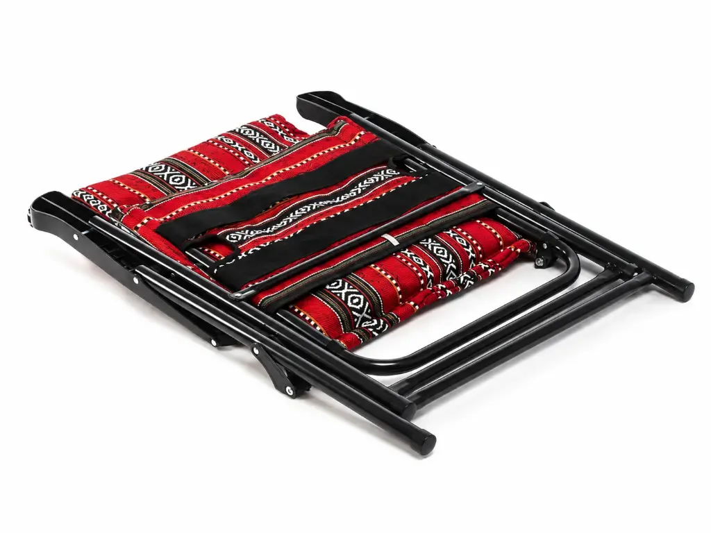 Luxury Folding Chair with Sadu Pattern - Red