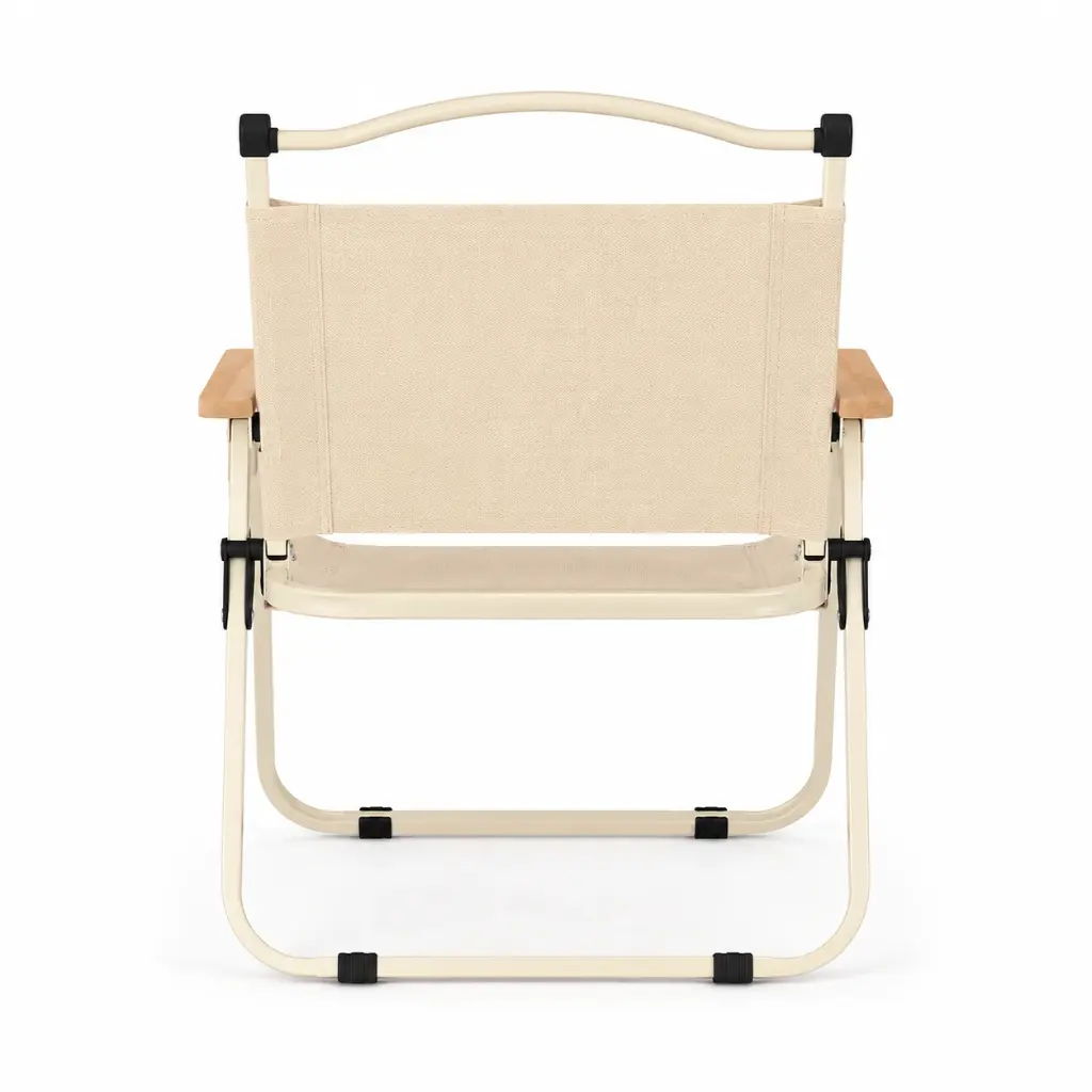 Steel Folding Chair with Wooden Armrests