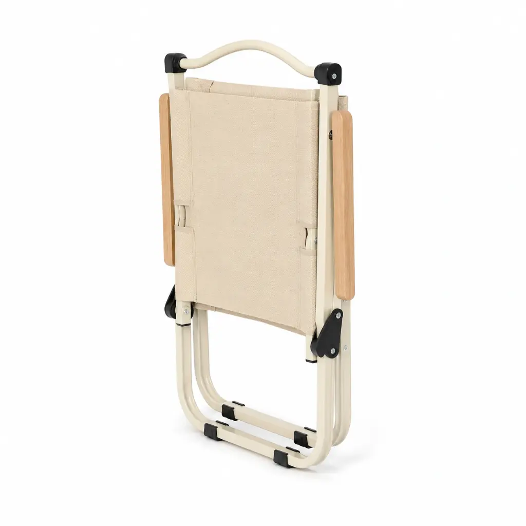 Steel Folding Chair with Wooden Armrests