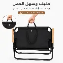 2-Seater Folding Chair with Wooden Armrests - Black