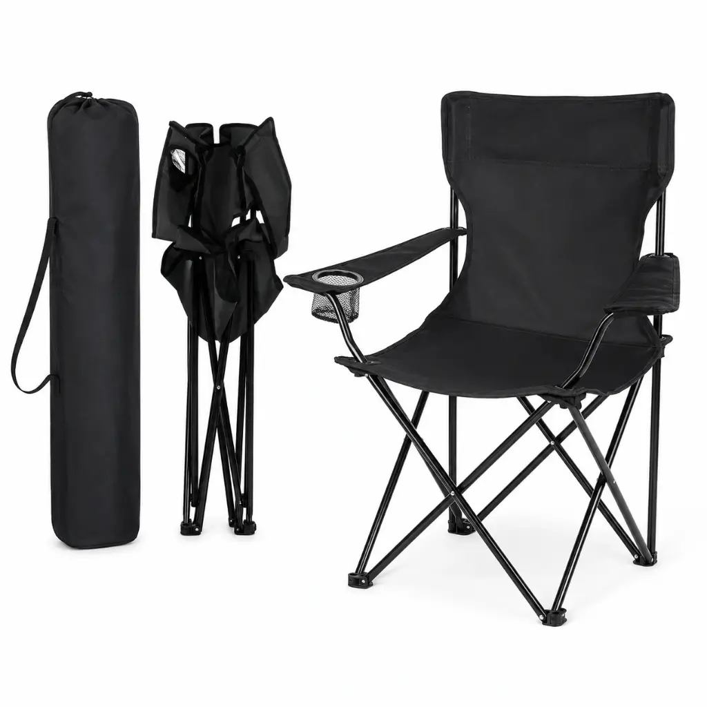 Folding Chair with Cup Holder - Black - Model 4