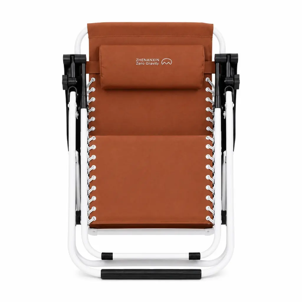 Reclining Folding Lounge Chair with Headrest - Brown