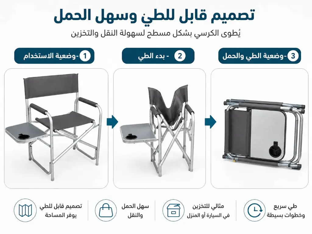 Directors Folding Chair with Side Table - Model 1