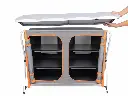 Double Camping Cabinet with 3 Shelves and Top Table