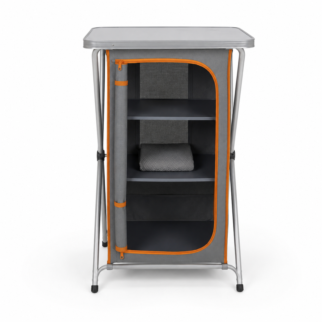 Camping Cabinet with 3 Shelves and Top Table
