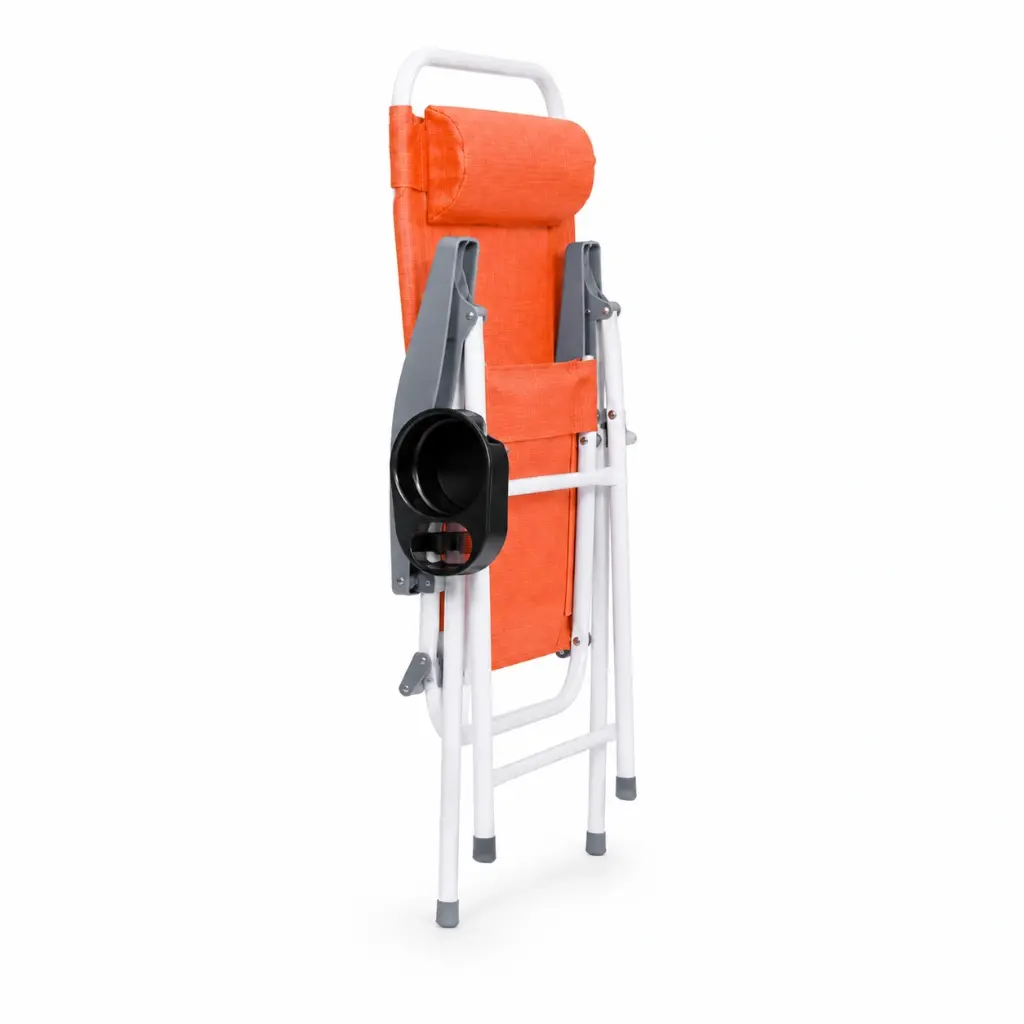Folding Camping Chair with Side Table - Orange
