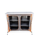 Double Camping Cabinet with 3 Shelves and Top Table