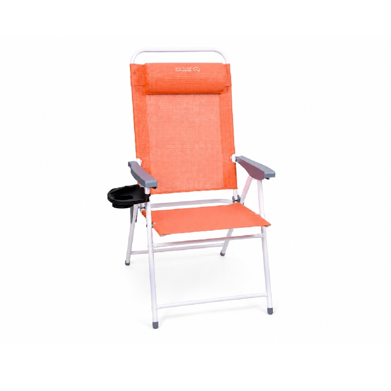 Folding Camping Chair with Side Table - Orange