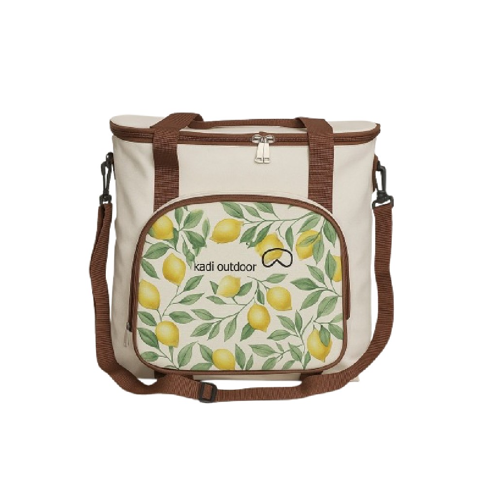 Travel Cooler Bag with Lemon Pattern