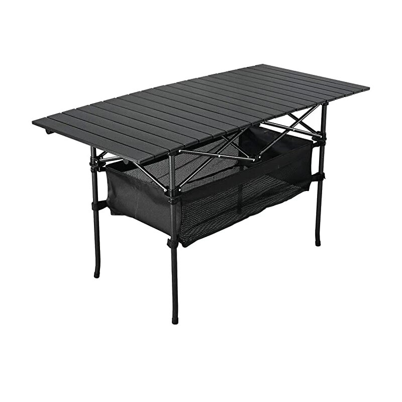 ALUMINUM FOLDABLE BLACK TABLE WITH BASKET