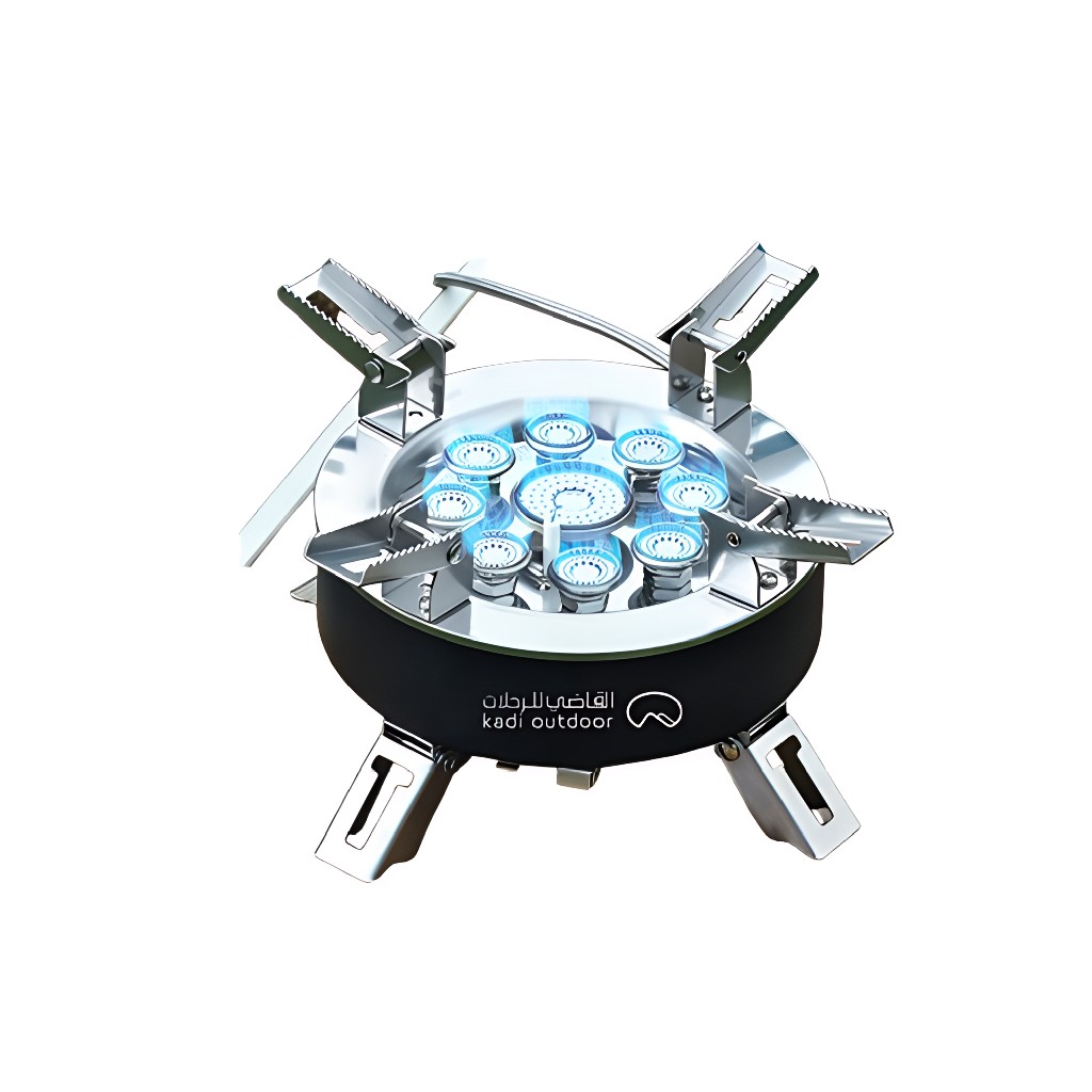9-Burner Large Round Stainless Steel Gas Stove