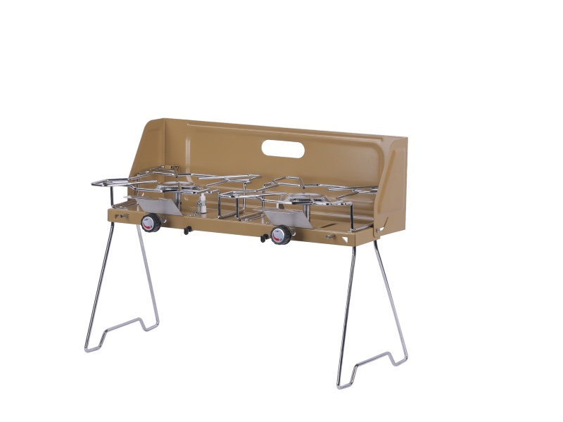 2-Burner Gas Stove with Stand and Wind Shield
