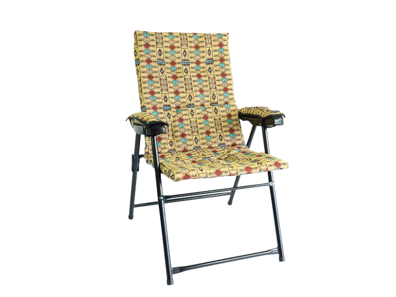 Cushioned Folding Chair with Armrests - Yellow