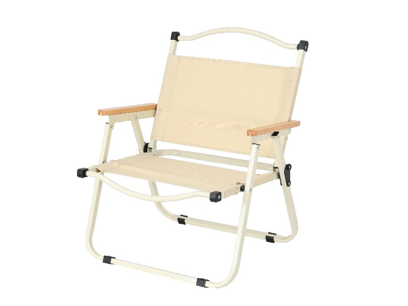 Steel Folding Chair with Wooden Armrests