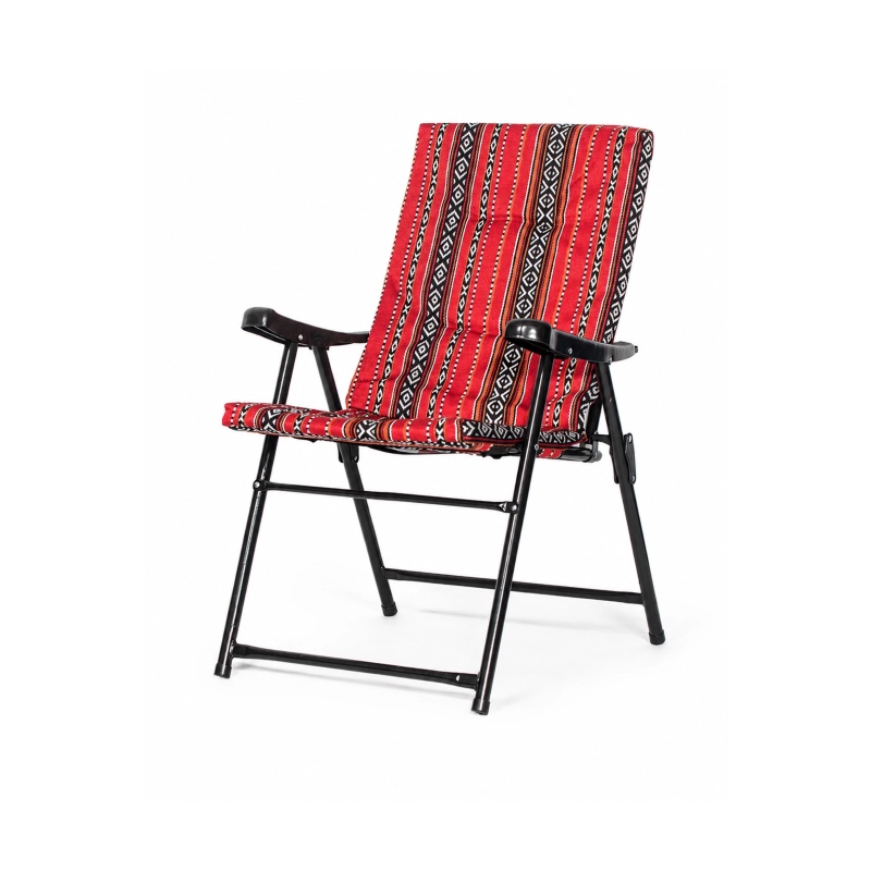 Luxury Folding Chair with Sadu Pattern - Red
