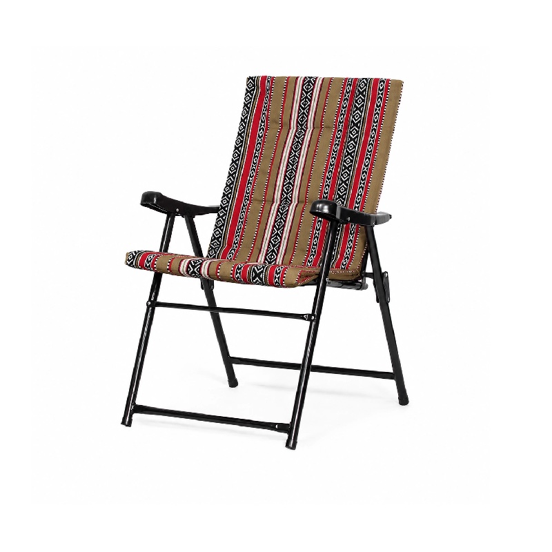 Luxury Folding Chair with Sadu Pattern - Beige