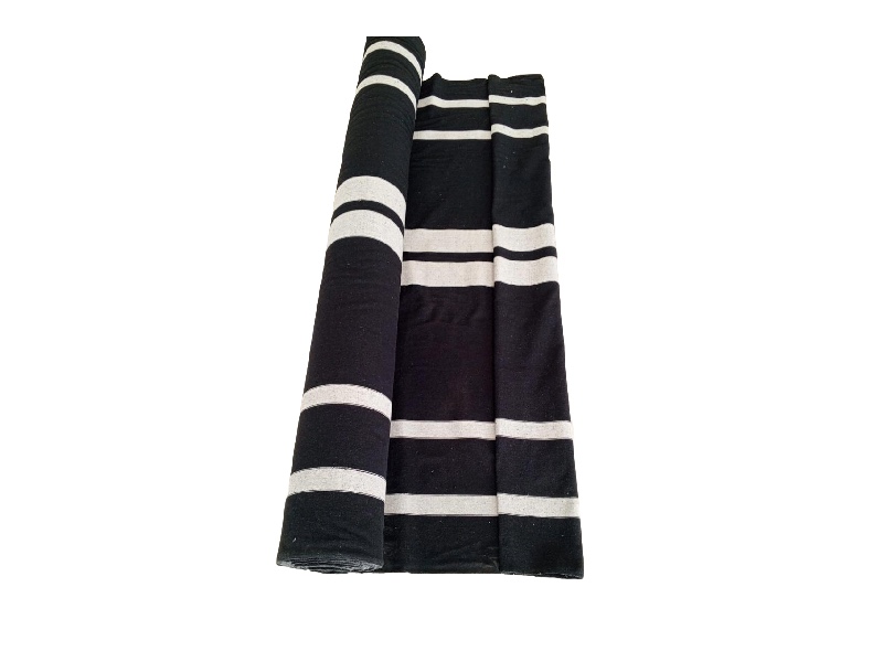 Canvas Fabric Roll, Black with White Stripe