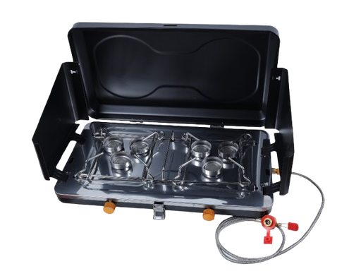 [ACC-GS015] 2-Burner Gas Stove with Wind Shield and 3-Flame Burners - Model 2